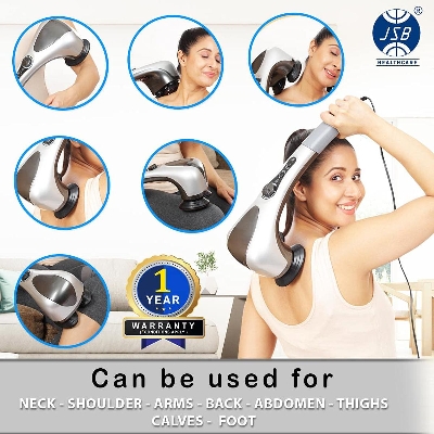 Picture of Powerful Electric Double Head Hammerpro Body Massager for Pain Relief/Acupressure Dual Hand Dolphin Double Point Body Massager Grey