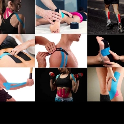 Picture of Kinesiology Tape Muscle Bandage Sports Cotton Elastic Adhesive Strain Injury Tape Knee Muscle Pain Relief Stickers Multicolor