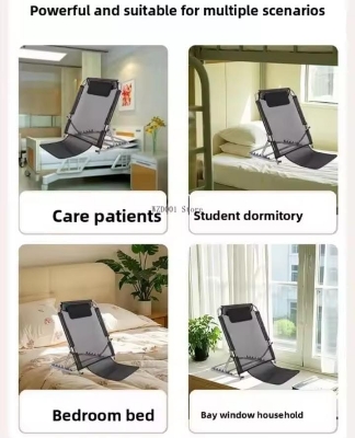 Picture of Folding Bed Back Rest - 6-gear Adjustable Backrest Bed Support for Elderly & Disabled for Sit up or Reclined Position,Read,Eat in Bed Black- Blue