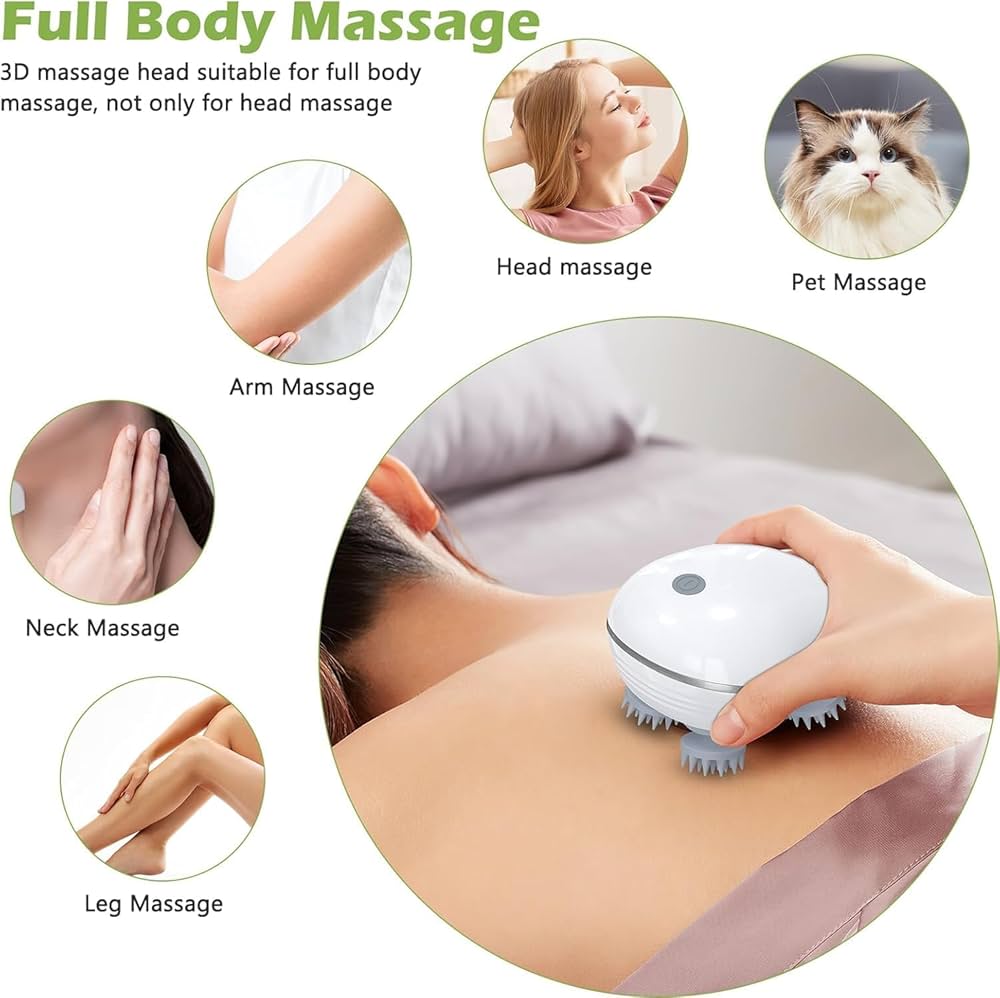 Picture of Cat Massager, Electric Scalp Massager, Head Massager with 4 Massage Heads, Back and Scalp Massager Relieving Tight Stiffness Muscles, Promote Bonding Multicolor