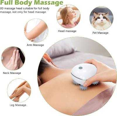 Picture of Cat Massager, Electric Scalp Massager, Head Massager with 4 Massage Heads, Back and Scalp Massager Relieving Tight Stiffness Muscles, Promote Bonding Multicolor
