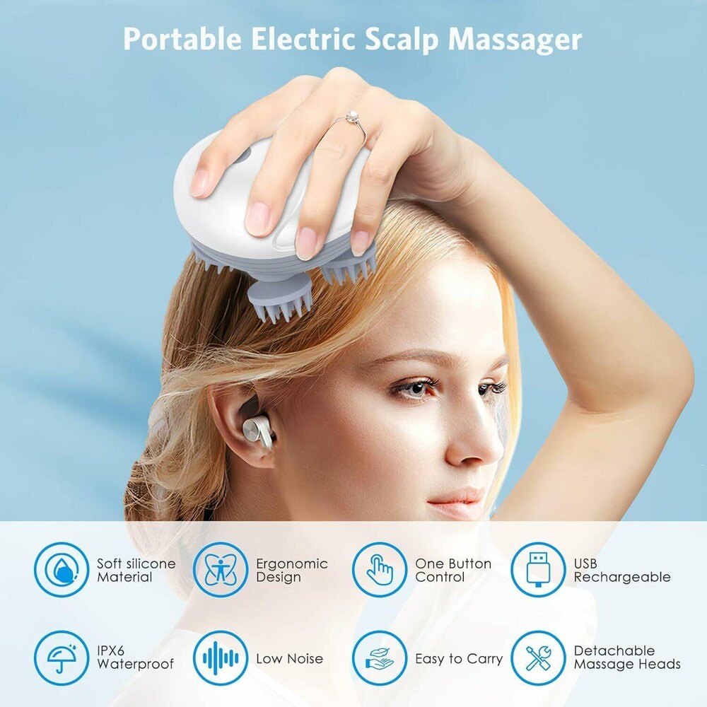 Picture of Cat Massager, Electric Scalp Massager, Head Massager with 4 Massage Heads, Back and Scalp Massager Relieving Tight Stiffness Muscles, Promote Bonding Multicolor