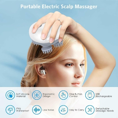 Picture of Cat Massager, Electric Scalp Massager, Head Massager with 4 Massage Heads, Back and Scalp Massager Relieving Tight Stiffness Muscles, Promote Bonding Multicolor