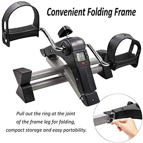 Picture of Mini Cycle Pedal Exerciser with Fixing Strap, Adjustable Resistance and Digital Display - Suitable for Light Exercise of Legs, Arms, and Physiotherapy at Home Black