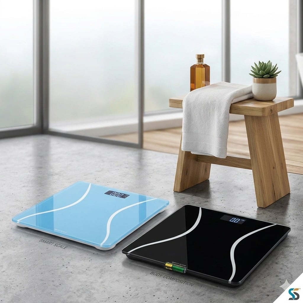Picture of Digital Bathroom Scale Electronic Body Weight Scale Glass LCD Display Fitness Health Fat Muscle Mass Monitor Multicolor