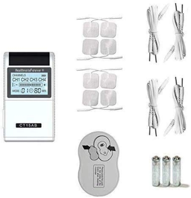 Picture of TENS EMS Muscle Stimulator 15 Modes 4 Outputs 8 Pads Pain Relief Electric Pulse Impulse Massager Machine Electrotherapy Machine Silver
