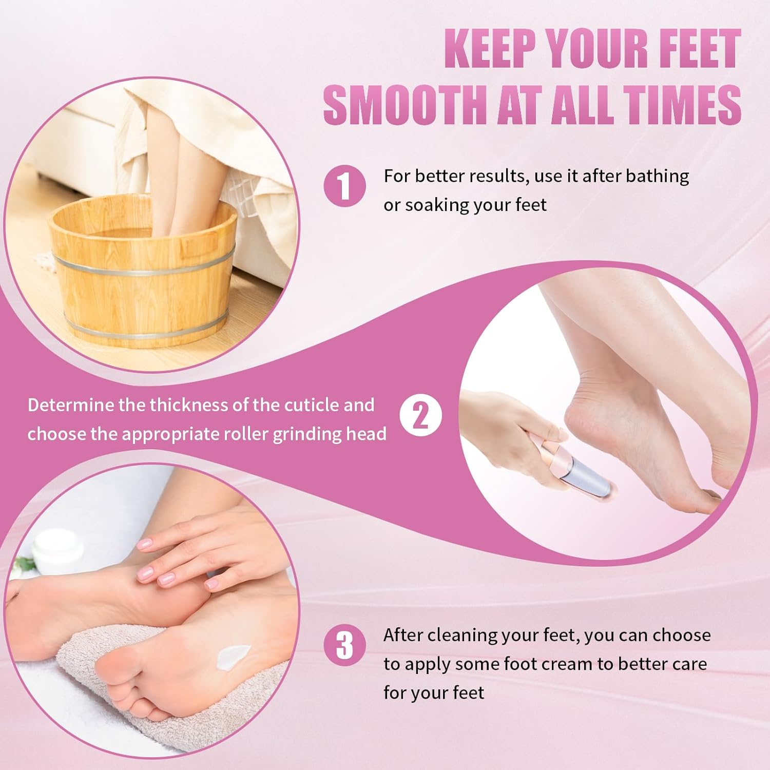 Picture of Electric Pedicure Device Foot Care Foot File with 2 Heads, Portable Callus and Dead Skin Remover, Foot Scrubber and Feet care Machine 