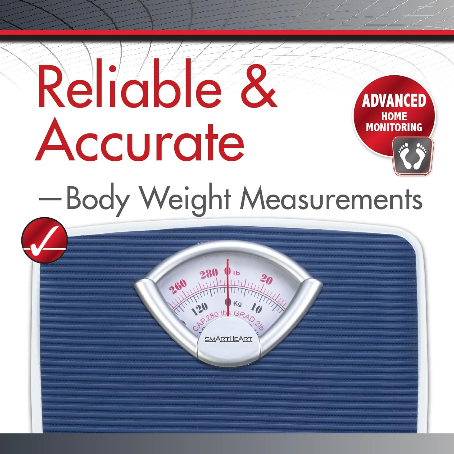 Picture of DOCTOR MEDICAL Analog Body Weight Scale | Mechanical Scale | 286 lbs 130 kg Capacity | Non-Skid | Simple Dial Calibration Blue