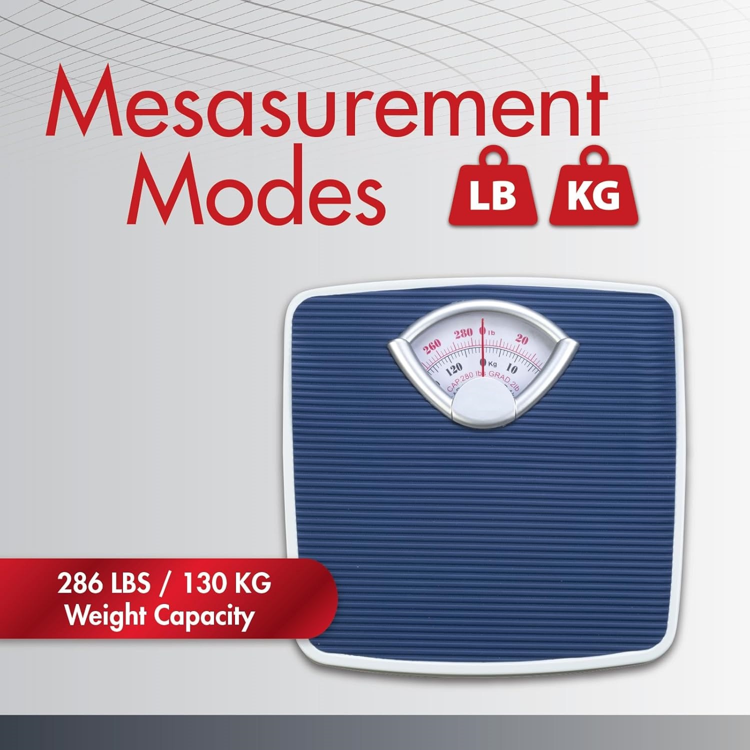 Picture of DOCTOR MEDICAL Analog Body Weight Scale | Mechanical Scale | 286 lbs 130 kg Capacity | Non-Skid | Simple Dial Calibration Blue