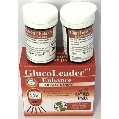 Picture of Gluco Leader Enhance(Red) Blood Glucose Test - 50 Strips Red