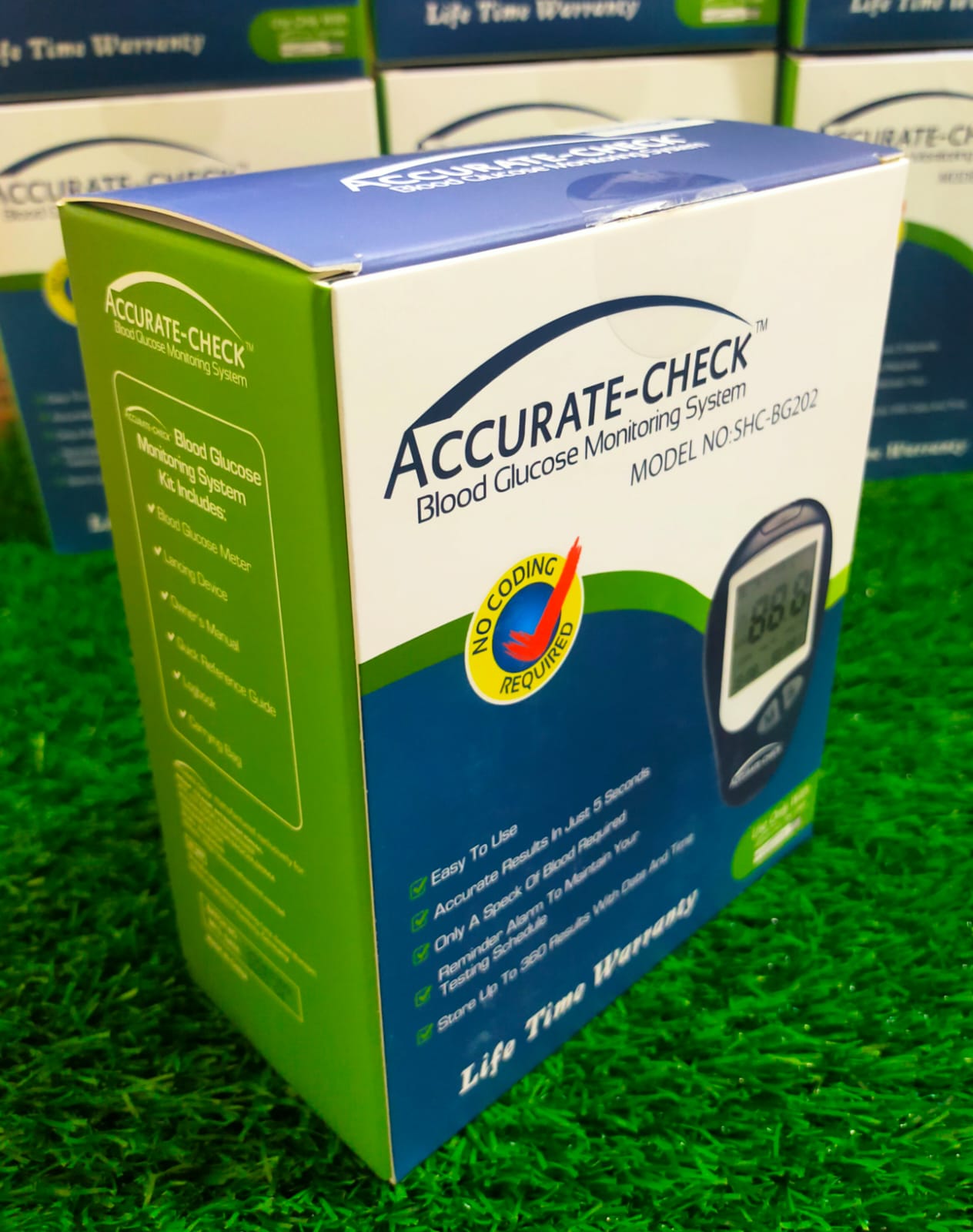 Picture of Premium Quality Accurate Check Blood Glucose Monitor Machine with 10 strip SHC-BG202 Same as picture 