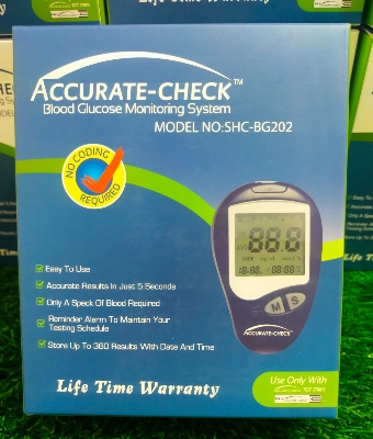 Picture of Premium Quality Accurate Check Blood Glucose Monitor Machine with 10 strip SHC-BG202 Same as picture 