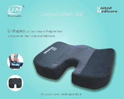 Picture of UM Orthopedic Memory Foam Coccyx Seat Cushion Black