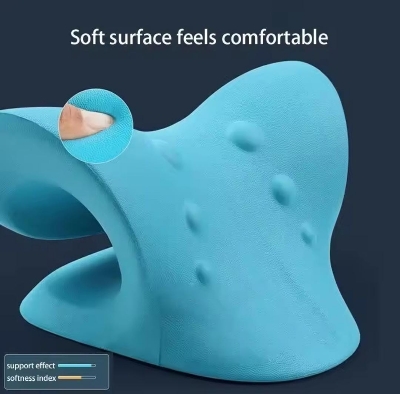 Picture of Cervical Spine Stretch Neck Cervical Muscle Relaxation Shoulder Massage Pillow Spine Correction Neck Massager Blue
