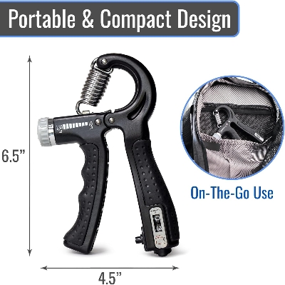 Picture of Sports Adjustable Hand Grip (10kg - 60kg) Strengthener with Counter for Men & Women for Gym Workout Hand Exercise Equipment to Use in Home for Forearm Exercise (Black) Stainless Steel Spring Multicolor