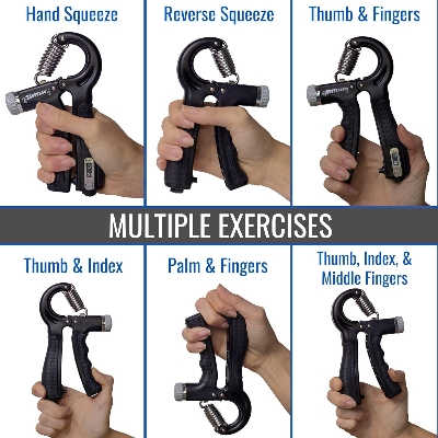Picture of Sports Adjustable Hand Grip (10kg - 60kg) Strengthener with Counter for Men & Women for Gym Workout Hand Exercise Equipment to Use in Home for Forearm Exercise (Black) Stainless Steel Spring Multicolor