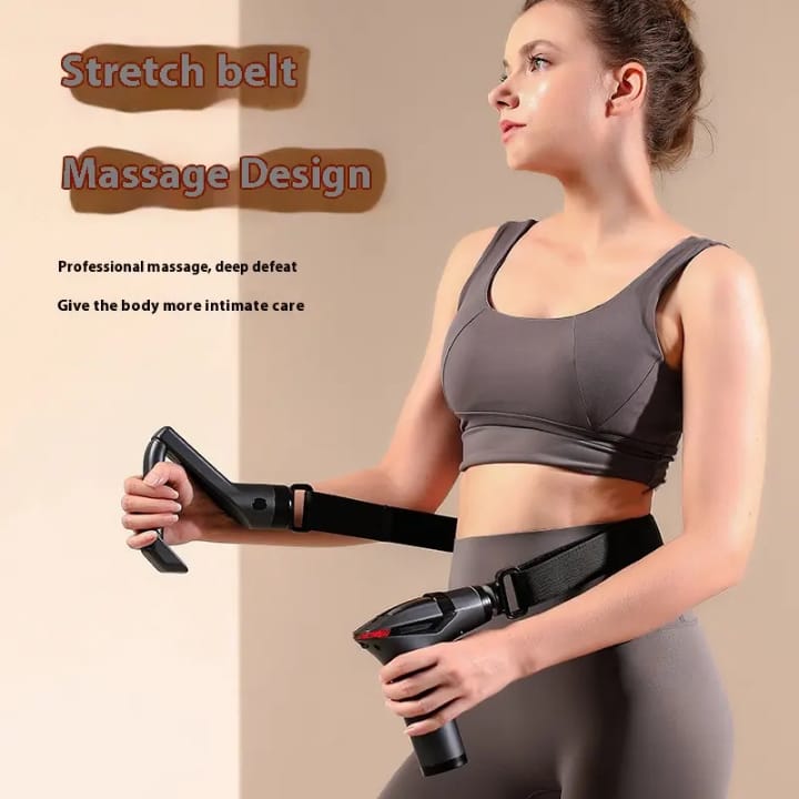 Picture of Professional Portable Motor Deep Tissue Muscle Massage Gun New Design Vibration Stretching Belt for Body Fascia New Design Black