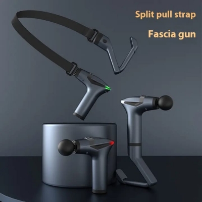 Picture of Professional Portable Motor Deep Tissue Muscle Massage Gun New Design Vibration Stretching Belt for Body Fascia New Design Black