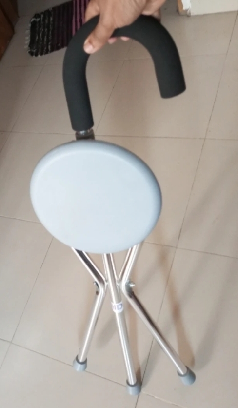 Picture of Walking Stick Chair Aluminum Walkers For Elderly Folding Elderly Walker Cane With Seat Walking Stick Old People 2 in 1 Walk/Sit Multicolor