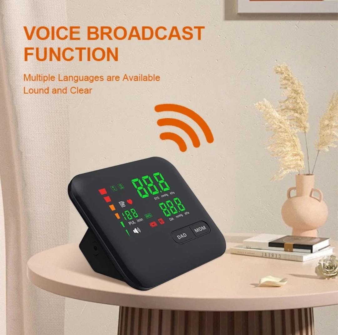 Picture of Digital LED Blod Pressure Monitor, USB Rechargeable, Sphygmomanometer, BP Machine, Spanish Voice, Upper Arm Sphygmomanometer Multicolor