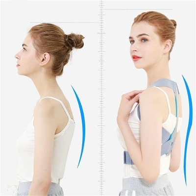 Picture of Posture Corrector Posture Correction Lower Back Pain Clavicle Spine Shoulder Support Belt Back Pain Relief Student/Adults/Unisex Easy to Use Back Posture Blue