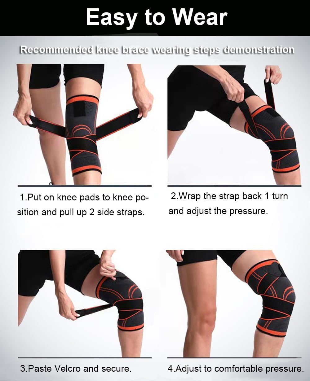 Picture of Knee Support for Men & Women Knee Brace For Knee Pain Relief Knee Caps for Women & Men Knee Pads For Gym Squats Knee Belt Multicolor