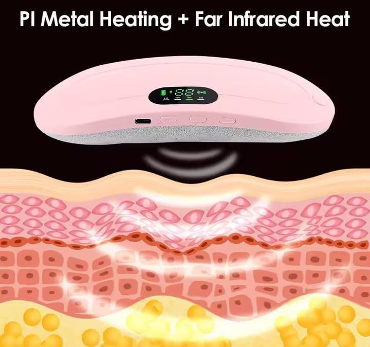 Picture of Period Cramp Relief Heating Pad Pain Device with 4 Massage Modes for Menstrual Pain and Belly or Back Pain Relief, LED Display, Comfortable Belt Pink