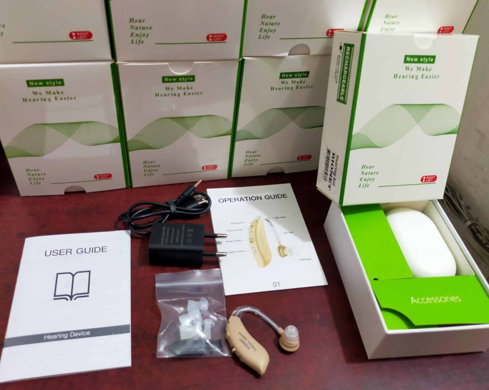 Picture of Rionet Rechargeable Digital Hearing Aid, High Range BTE Rechargeable Hearing aid with high Power Made In Japan Multicolor