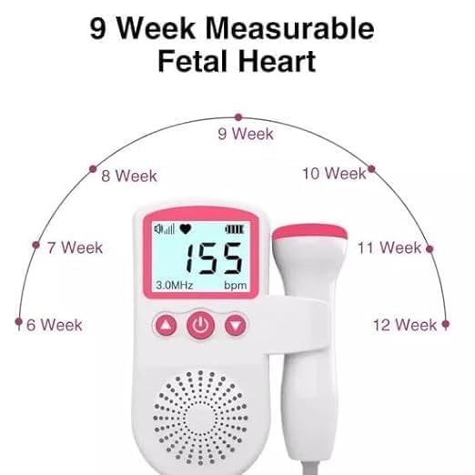 Picture of Portable Fetal Doppler | Baby Heartbeat Monitor for Pregnant Moms | Digital LCD Screen, Built-in Speaker, Clear FHR Detection | Compact & Easy to Use Home Pregnancy Device White-pink