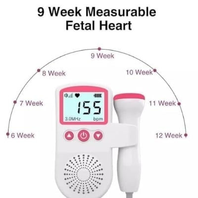 Picture of Portable Fetal Doppler | Baby Heartbeat Monitor for Pregnant Moms | Digital LCD Screen, Built-in Speaker, Clear FHR Detection | Compact & Easy to Use Home Pregnancy Device White-pink