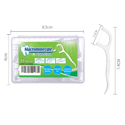 Picture of Procare Macromolecule Dental Floss Pick Toothpick Inner dental Cleaner Tooth Picks-50 pcs(1 box) White