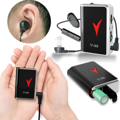 Picture of AXON HEARING AID V-99 Sound Enhancement Amplifier Clip Style Pocket Hearing Aid Black