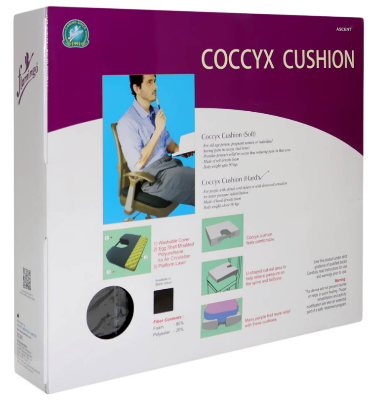 Picture of Flamingo Soft Coccyx Memory Foam soft Seat Cushion for sciatica, tailbone, coccyx, back pain relief and Orthopedic Cushion (Universal) Black