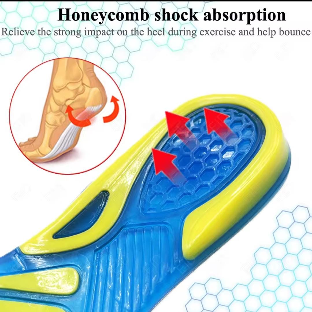 Picture of Silicone Non-Slip Gel Soft Sport Shoe Insoles Massaging Insole Orthopedic Foot Care For Feet Shoes Sole Shock Absorption Pads. Blue