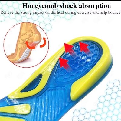 Picture of Silicone Non-Slip Gel Soft Sport Shoe Insoles Massaging Insole Orthopedic Foot Care For Feet Shoes Sole Shock Absorption Pads. Blue