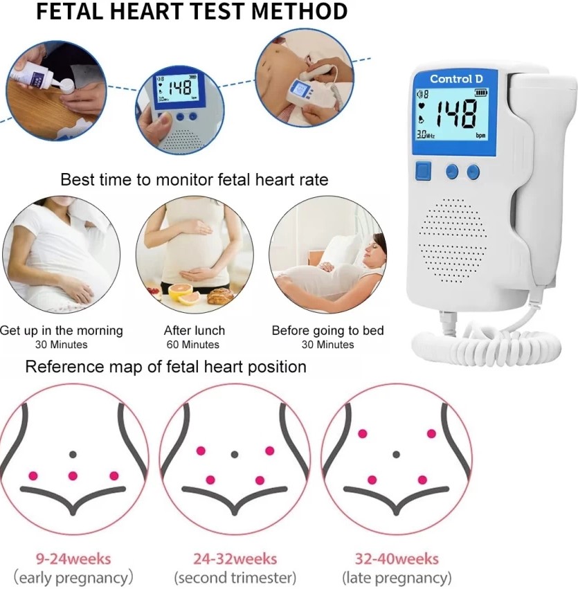 Picture of Ultrasound Doppler Fetal Heart Rate Monitor Home Fetal Heart Rate Monitor Stethoscope Fetal Heart Rate Monitor Blue
