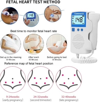 Picture of Ultrasound Doppler Fetal Heart Rate Monitor Home Fetal Heart Rate Monitor Stethoscope Fetal Heart Rate Monitor Blue