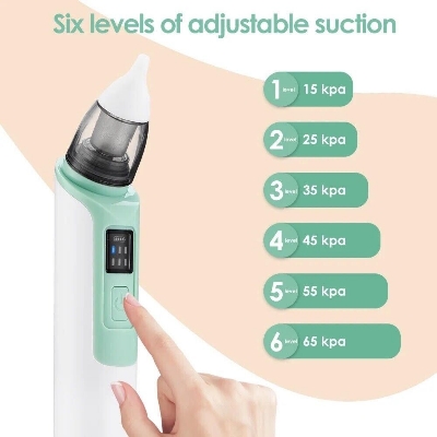Picture of Rechargeable Baby Nose Cleaner Silicone Adjustable Suction Electric Child Nasal Aspirator Health Safety Convenient Low Noise Multicolor