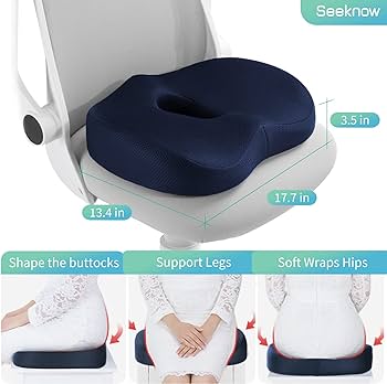 Picture of Hemorrhoid Mat Health Care Seat Cushion Sciatica Tailbone Bed Sores Donuts Shape Sitting Pain Relief Travel Office Memory Foam Dark Ash