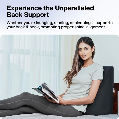 Picture of Wedge Pillow  Foam |  Orthopedic Wedge Cushion for Back Support, Sleeping, Leg Elevator, Pregnancy, GERD, Anti Snoring (Dark Grey, 18 x 17.5 x 11 Inch) Black