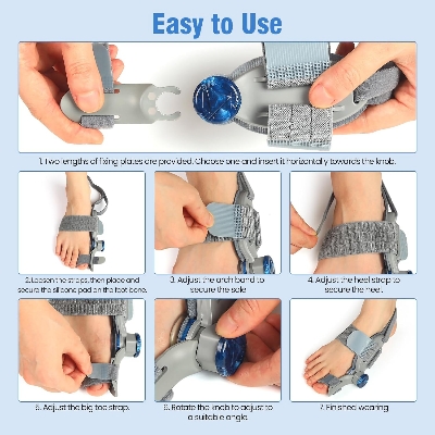 Picture of Bunion Corrector for Women Big Toe – Adjustable Knob for Angle Correction, Soft Gel Pad for Bunion Relief – One Size Fits Most, Unisex, Fits Left or Right Foot（1 PCS Grey
