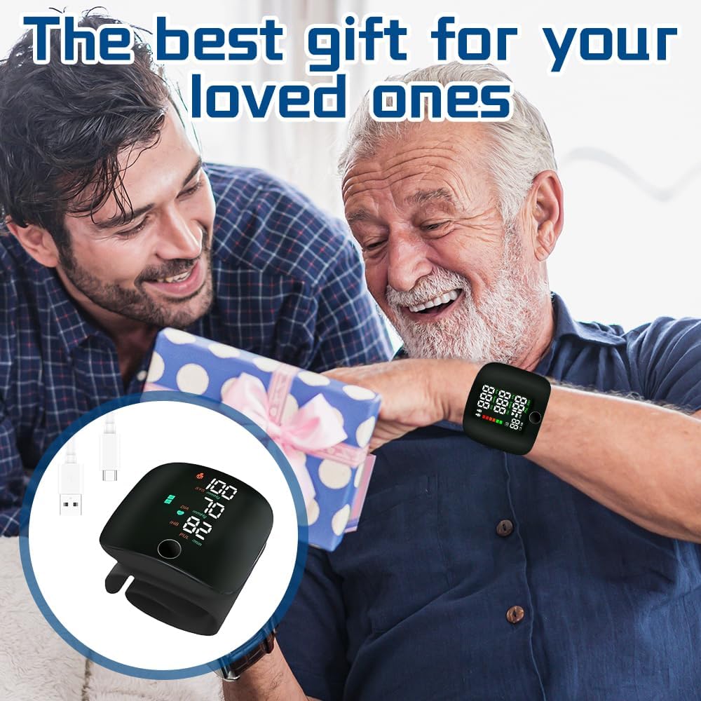 Picture of Wrist Blood Pressure Monitor with Large LCD Display, Automatic English Voice Output, Digital Wrist Blood Pressure Monitor with 2 x 99 Memory Spaces Black