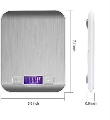 Picture of 5/10kg Digital Kitchen Scale Food Scale Steel Stainless Electronic Balance Measuring Grams Scales for Cooking Baking Food Scale Silver