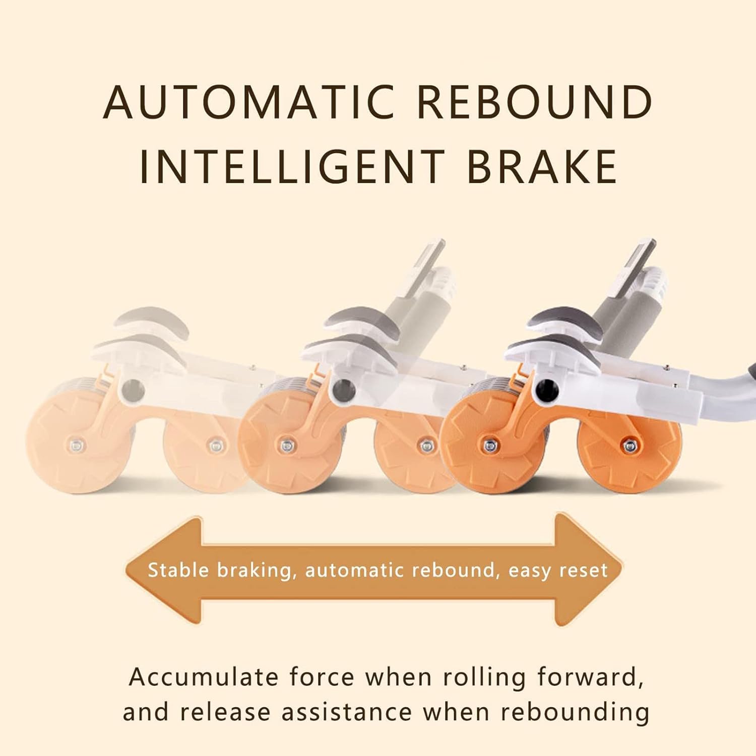 Picture of Ab Roller Wheel, Upgrade Elbow Support Automatic Rebound Abdominal Exercise Wheel, Abs Workout Equipment for Home Gym Fitness, New Core Strength Training Wheel with Time & Mat Orange