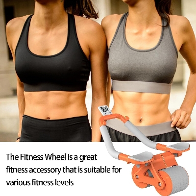 Picture of Ab Roller Wheel, Upgrade Elbow Support Automatic Rebound Abdominal Exercise Wheel, Abs Workout Equipment for Home Gym Fitness, New Core Strength Training Wheel with Time & Mat Orange