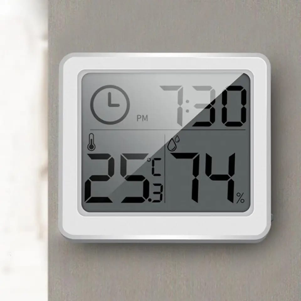 Picture of Digital world clock with 3.2 inch lcd display with room temperature humidity White