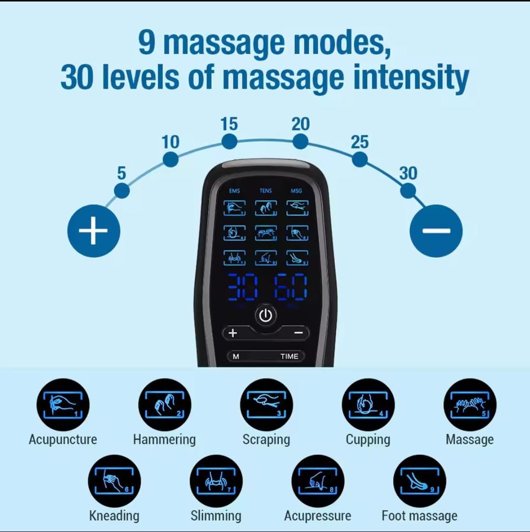 Picture of Physiotherapy Tens Muscle Stimulator Electric EMS Acupuncture Body Massage Digital Therapy Slimming Machine Electro Stimulator Black