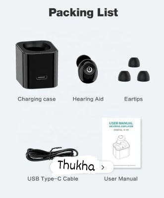 Picture of Digital Wireless Finger Touch Single ear Volume Adjustment Portable designe Axon K-81 CIC Hearing Aid (Black) 