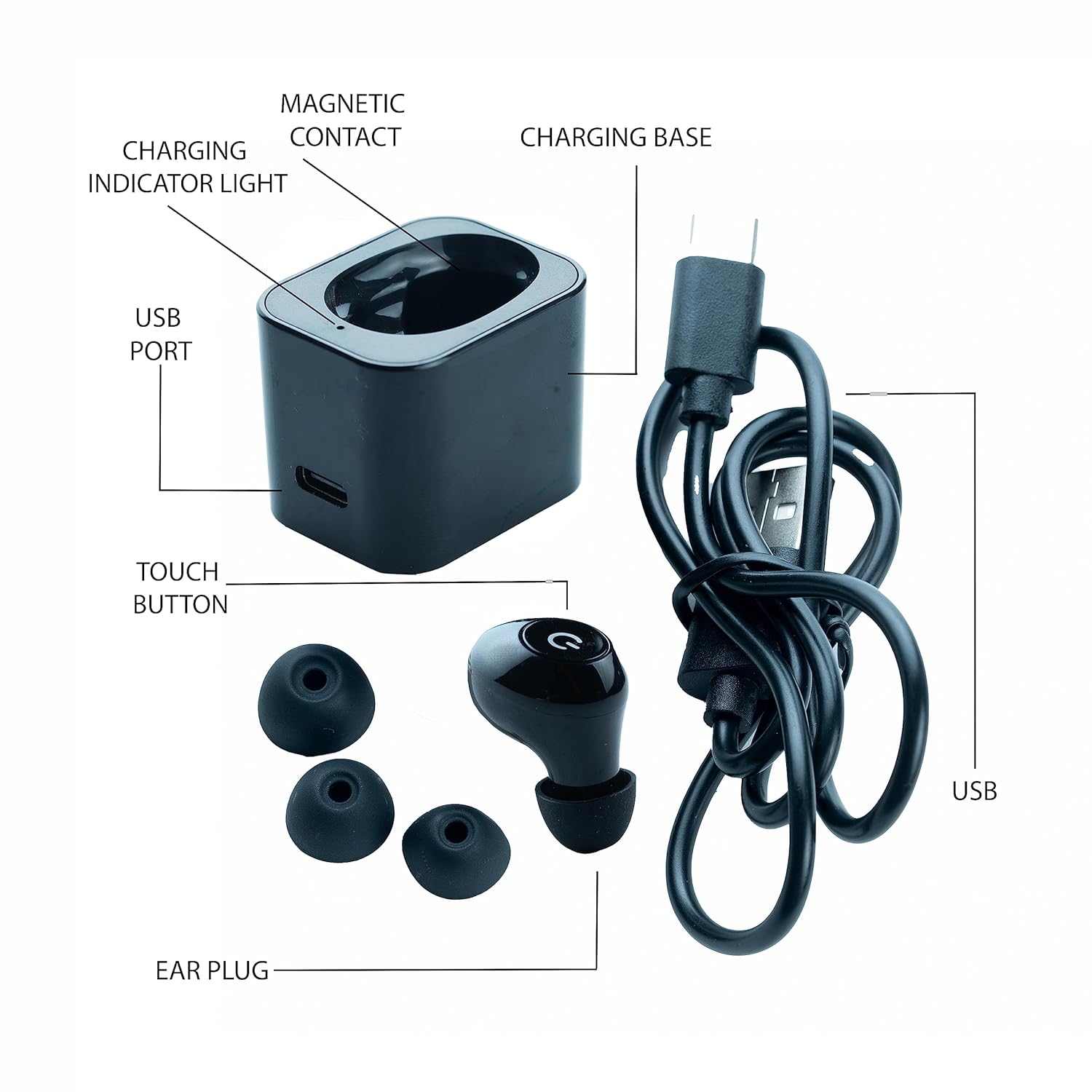 Picture of Digital Wireless Finger Touch Single ear Volume Adjustment Portable designe Axon K-81 CIC Hearing Aid (Black) 
