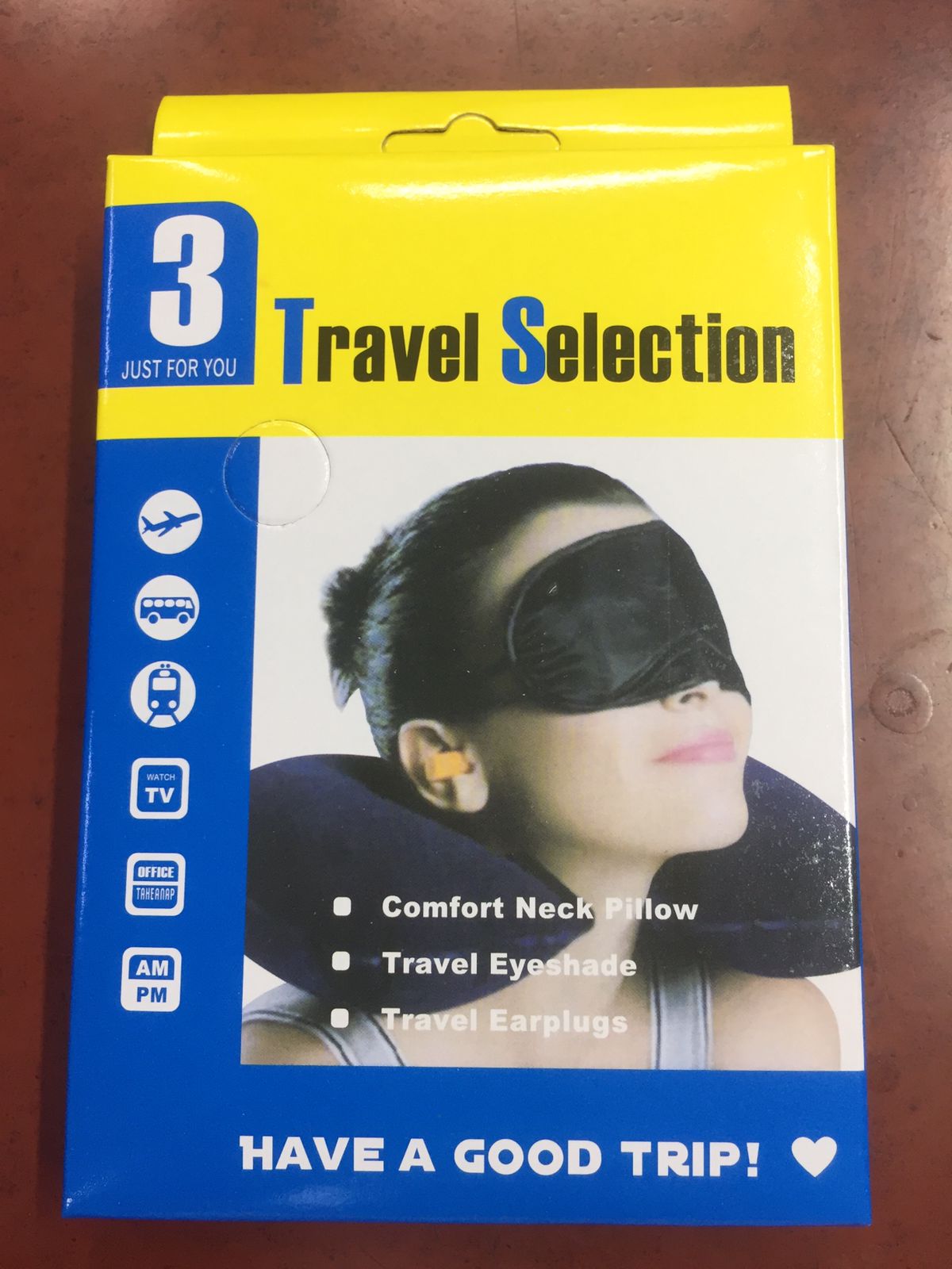 Picture of 3 in 1 Travel Set - Neck Pillow, Eye Mask and Ear Plug Multicolor